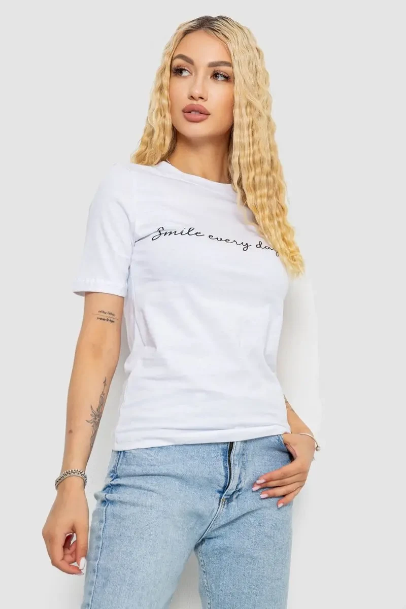 Футболка жіноча з принтом, колір білий, 241R130 3