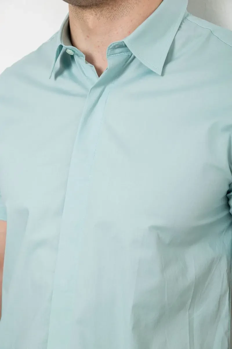 Сорочка чоловіча однотонна, колір оливковий, 214R6917-3 4