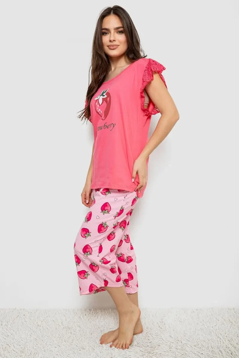 Жіноча піжама з принтом, колір рожевий, 243R1602-015 3