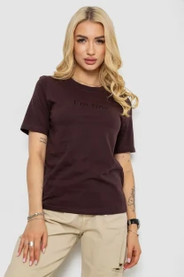 Футболка жіноча з принтом, колір шоколадний, 241R1833