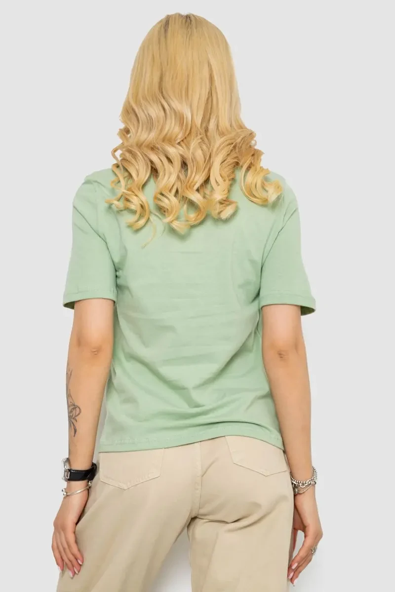 Футболка жіноча з принтом, колір оливковий, 241R1833 4