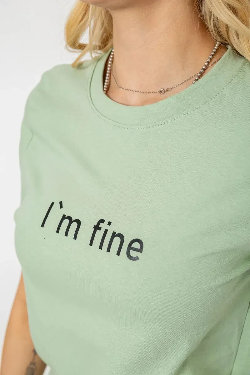 Футболка жіноча з принтом, колір оливковий, 241R1833 5