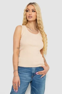 Майка жіноча в рубчик, колір бежевий, 238R117
