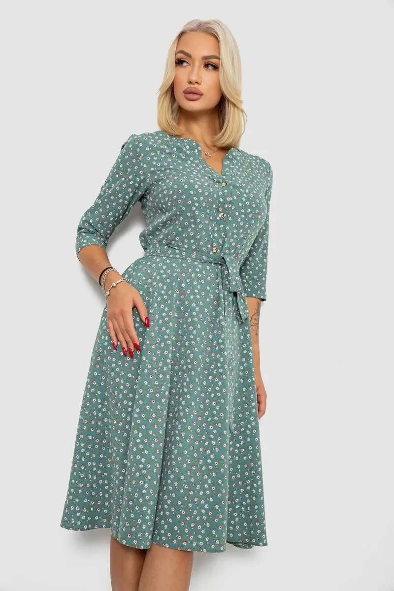 Сукня софт з принтом, колір зелений, 230R1011-5 3