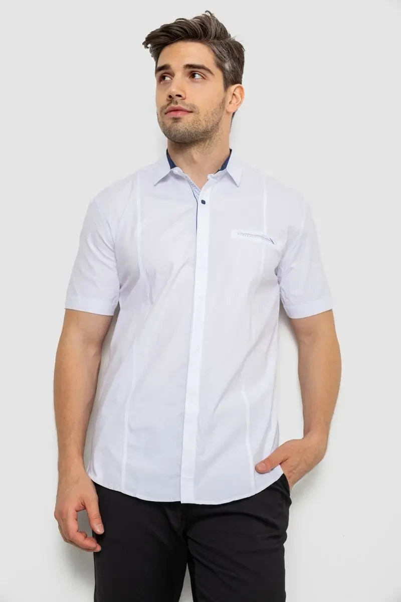 Сорочка чоловіча однотонна класична, колір білий, 214R7108