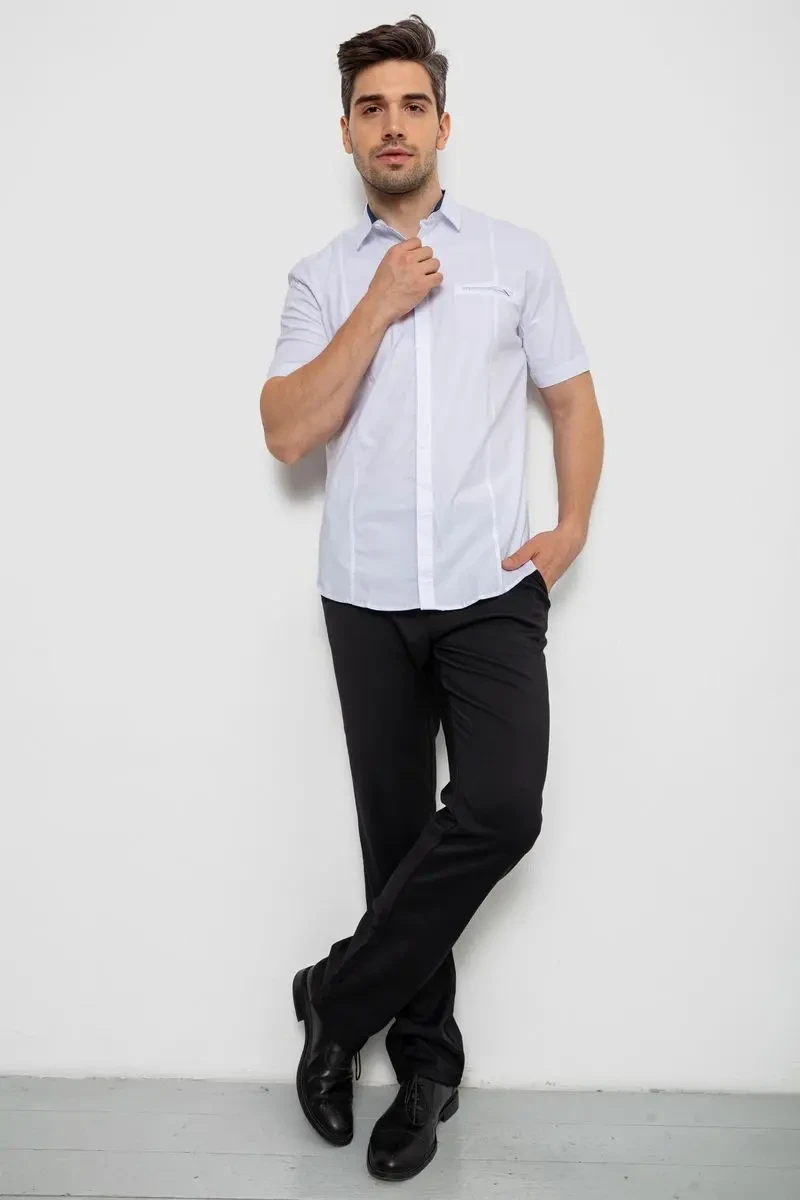 Сорочка чоловіча однотонна класична, колір білий, 214R7108 2