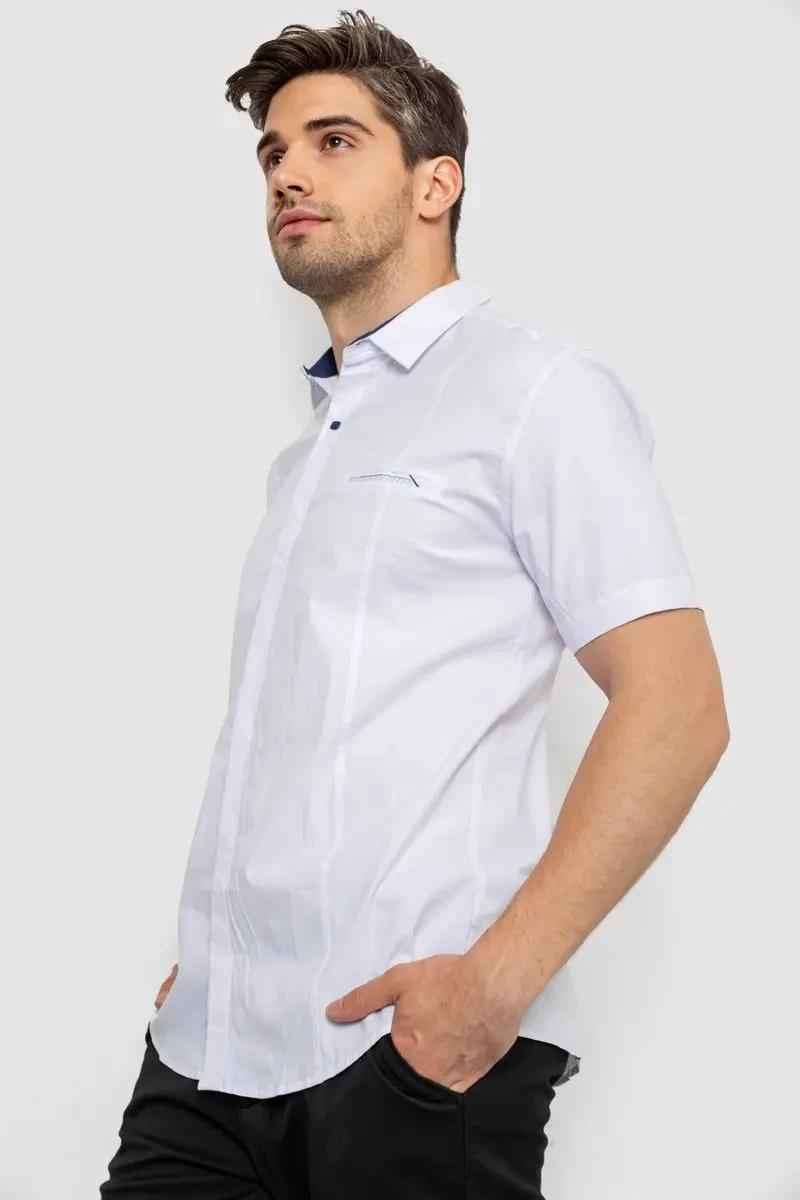 Сорочка чоловіча однотонна класична, колір білий, 214R7108 3