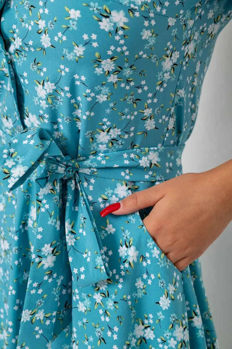 Сукня софт з принтом, колір бірюзовий, 230R0032 5