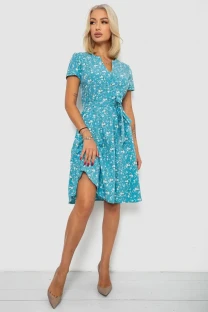 Сукня софт з принтом, колір бірюзовий, 230R0032
