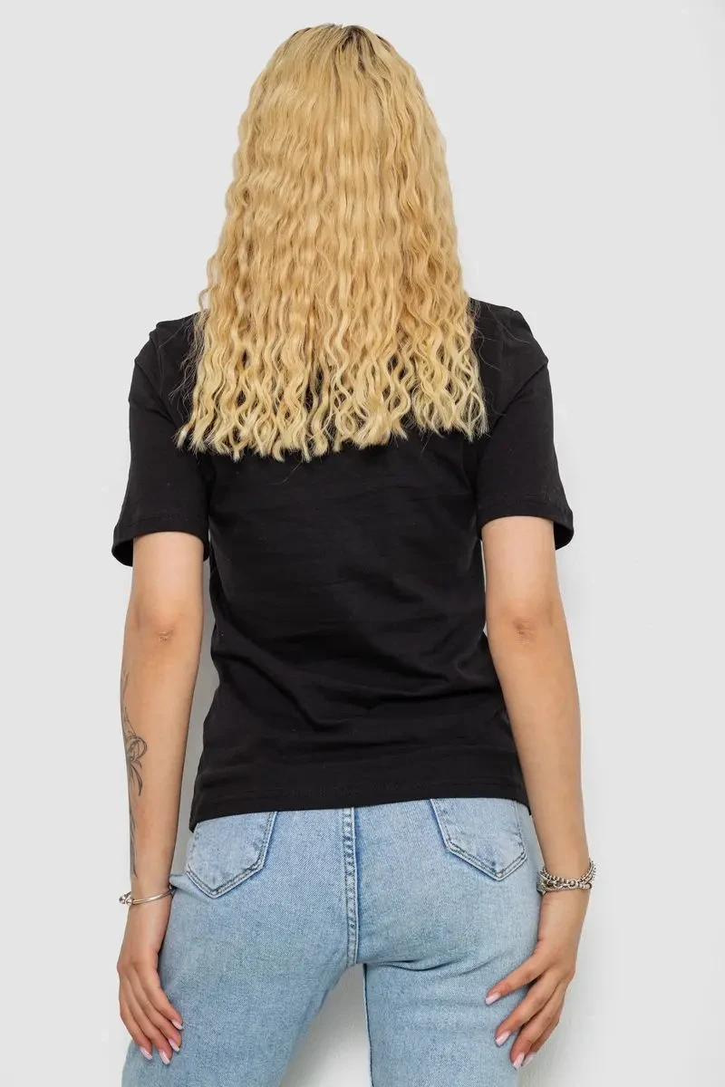 Футболка жіноча з принтом, колір чорний, 241R132 4