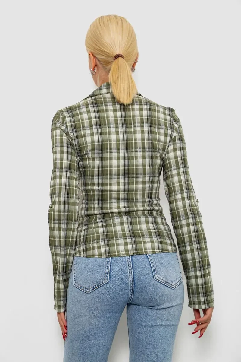 Сорочка жіноча в клітку, колір хакі, 230R064-1 4