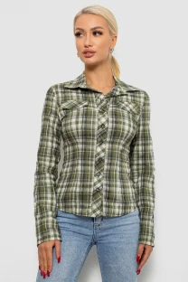 Сорочка жіноча в клітку, колір хакі, 230R064-1
