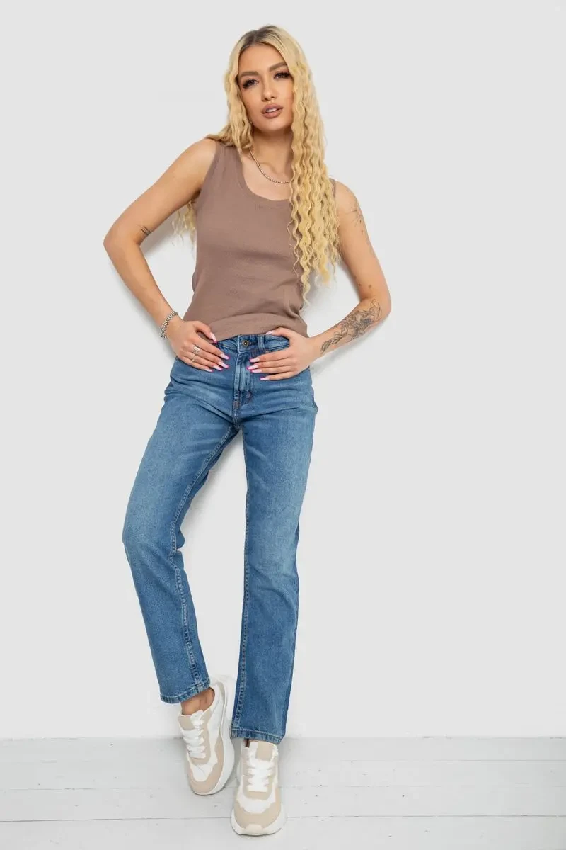 Майка жіноча в рубчик, колір темно-бежевий, 238R117 2