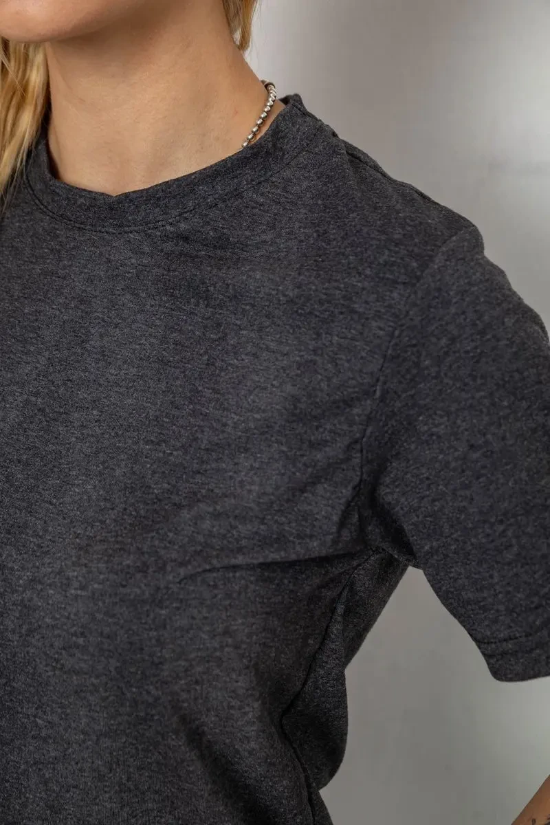 Футболка жіноча однотонна, колір темно-сірий, 238R111 5