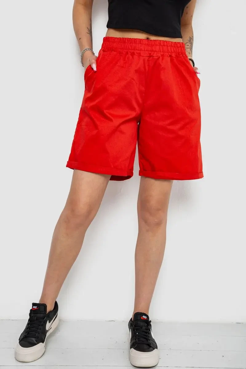 Шорти жіночі однотонні, колір червоний, 238R315