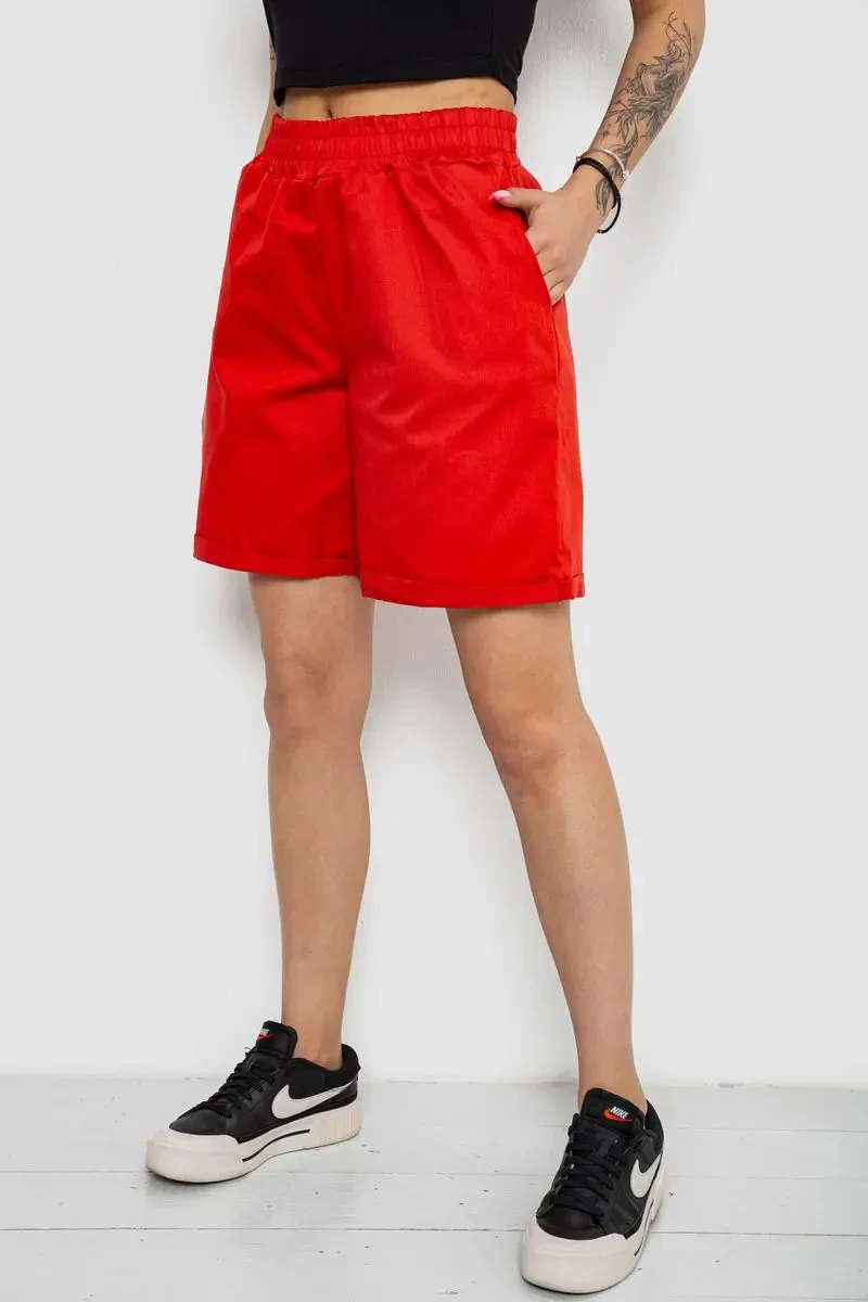 Шорти жіночі однотонні, колір червоний, 238R315 3