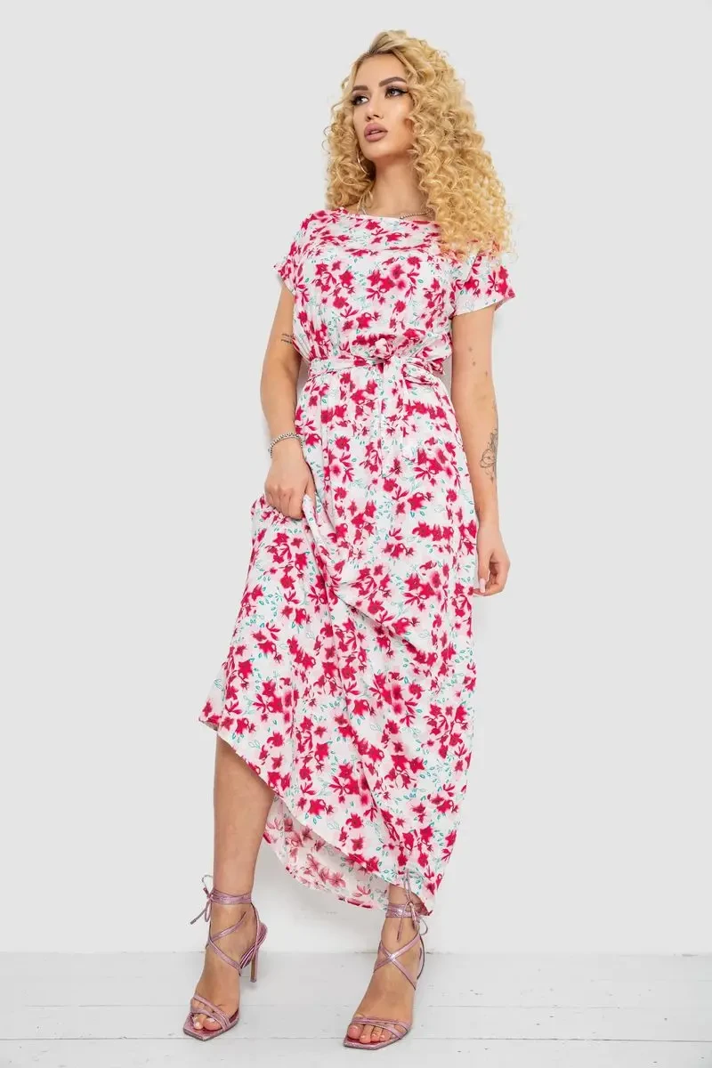 Сукня з принтом, колір молочно-рожевий, 214R0228-8