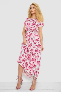 Сукня з принтом, колір молочно-рожевий, 214R0228-8