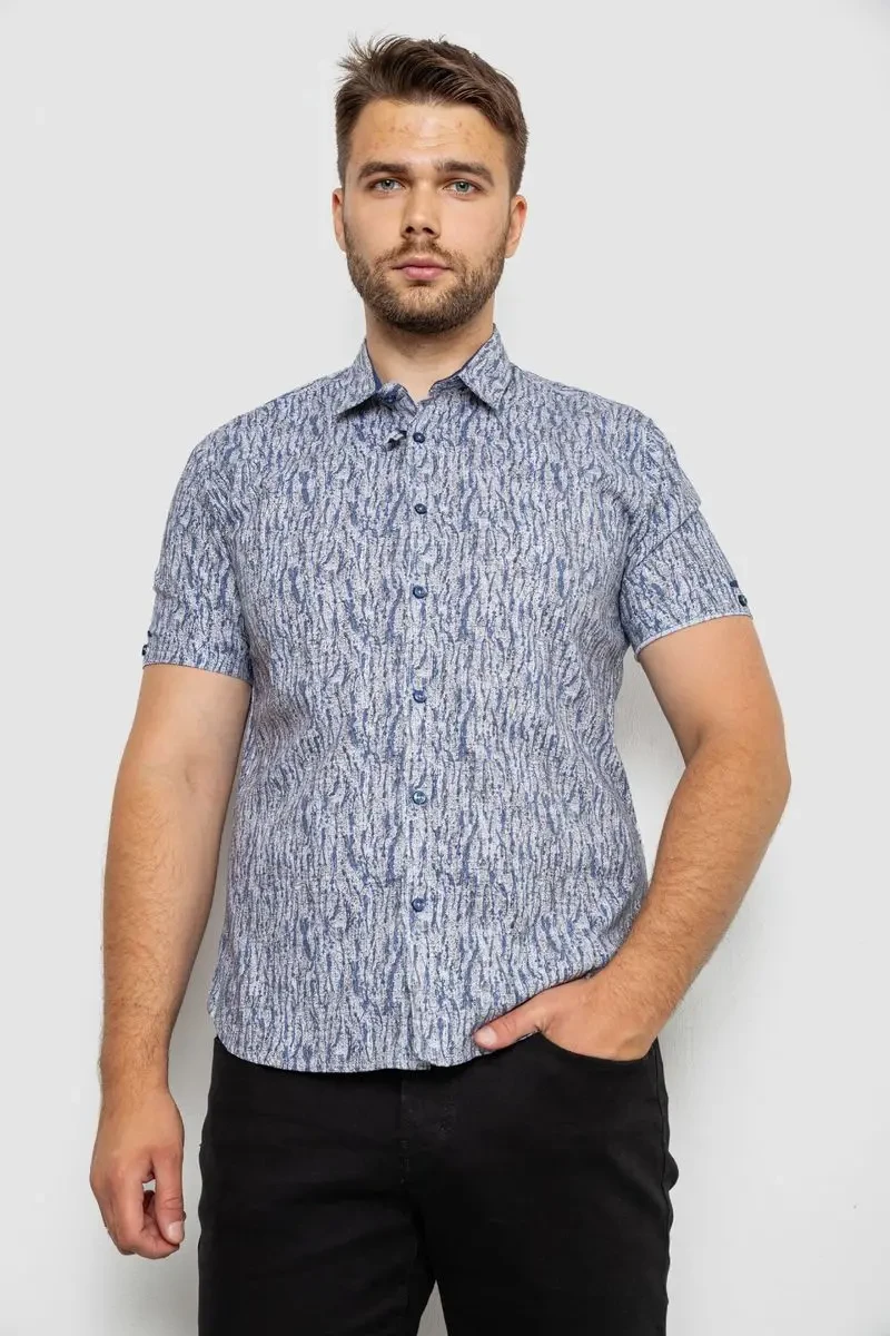 Сорочка чоловіча з принтом, колір синій, 214R6917-8