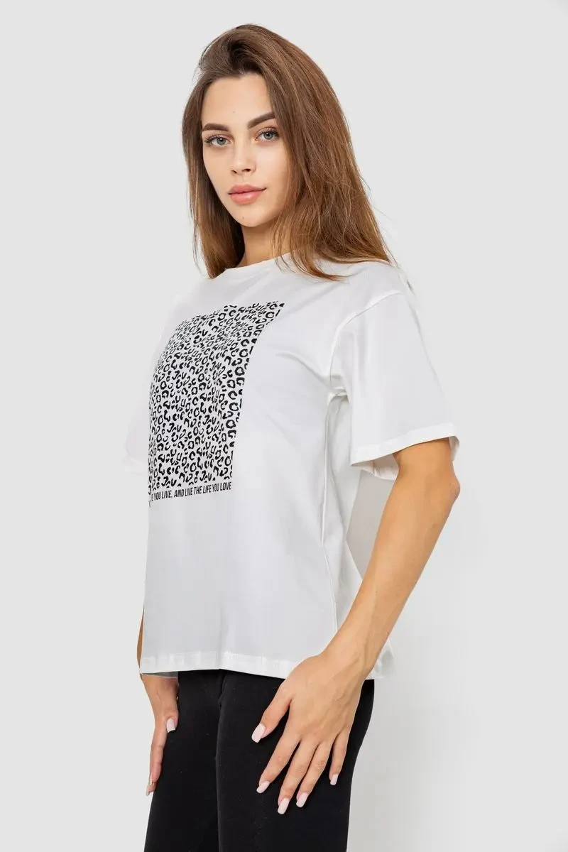 Футболка жіноча з принтом, колір молочний, 102R5258 3