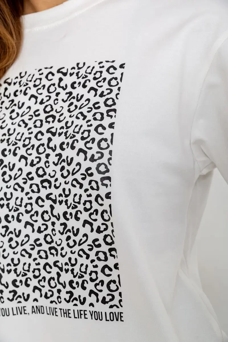 Футболка жіноча з принтом, колір молочний, 102R5258 5