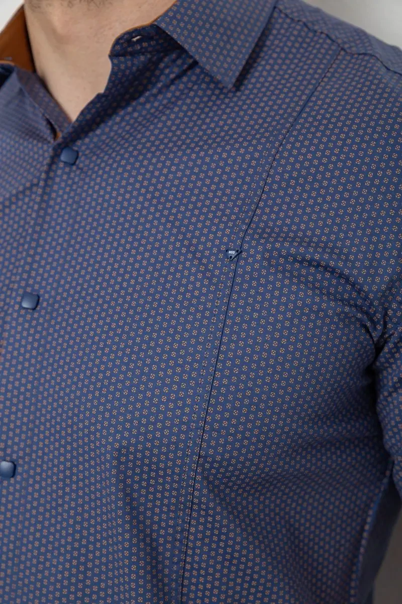 Сорочка чоловіча з принтом, колір джинс, 214R7129 5