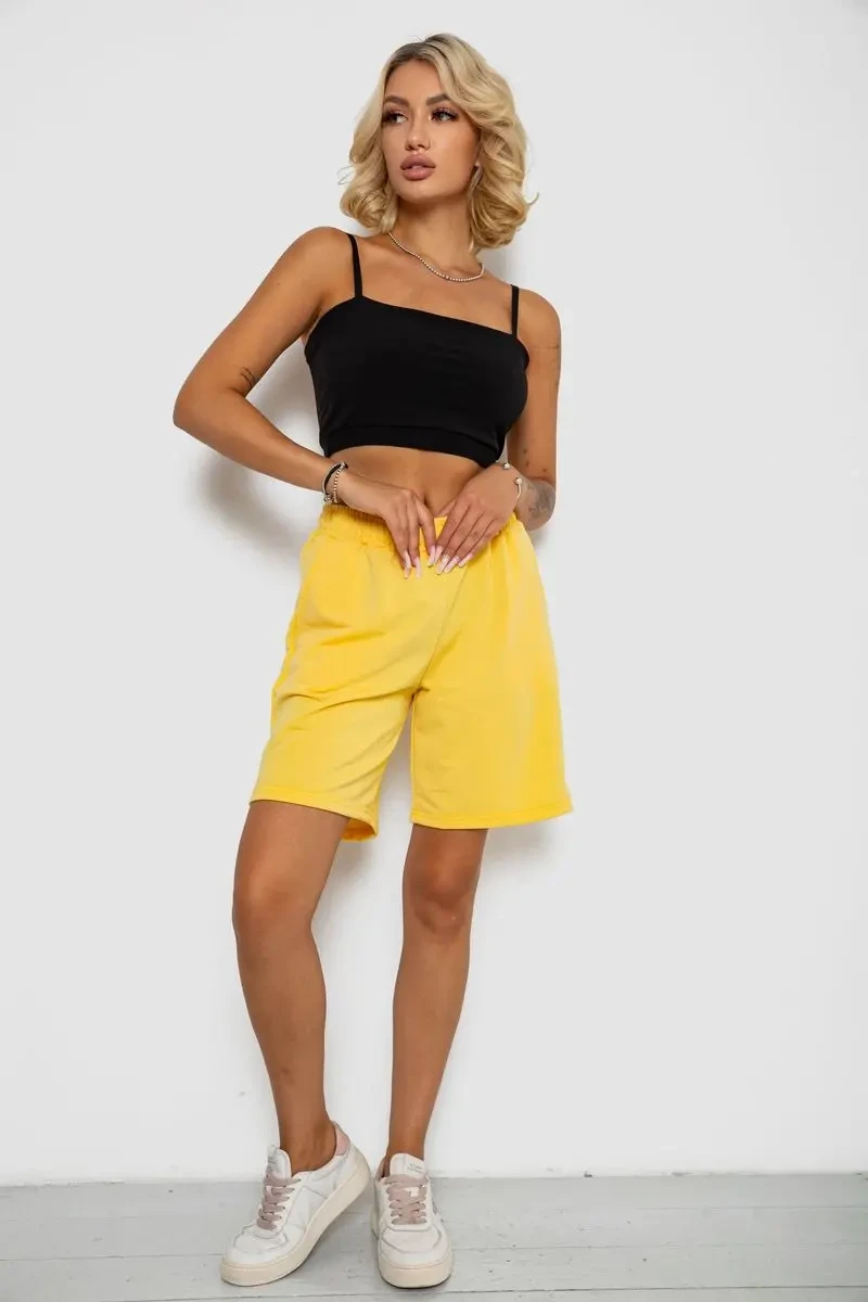 Шорти жіночі однотонні, колір світло-жовтий, 238R57820 2