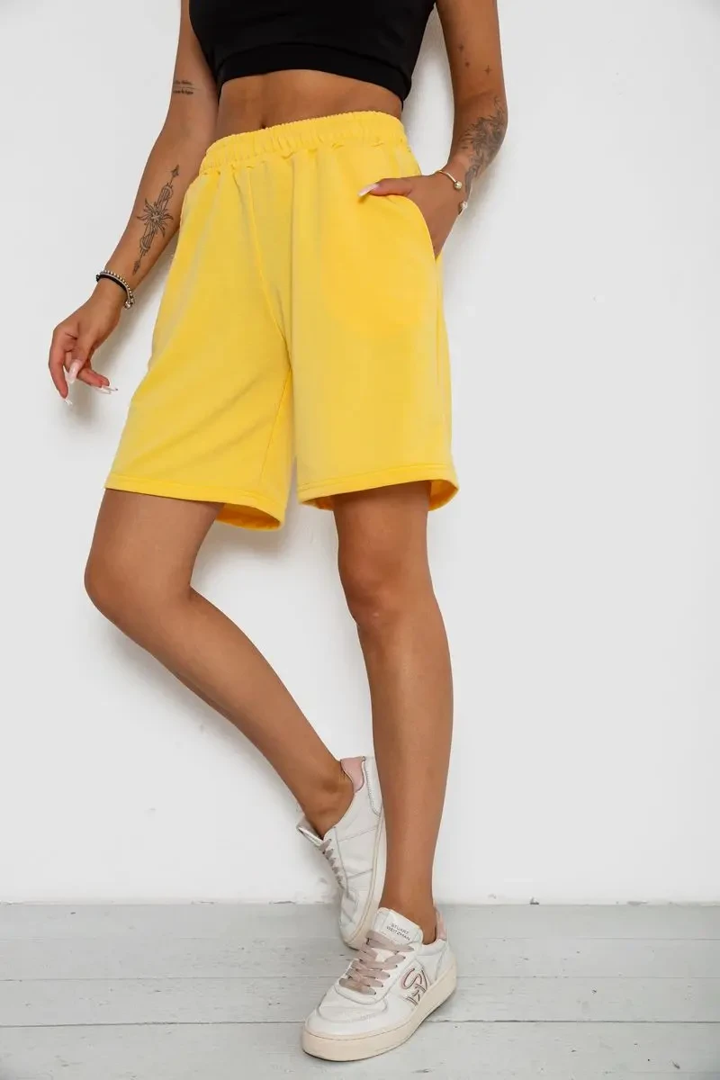 Шорти жіночі однотонні, колір світло-жовтий, 238R57820 3