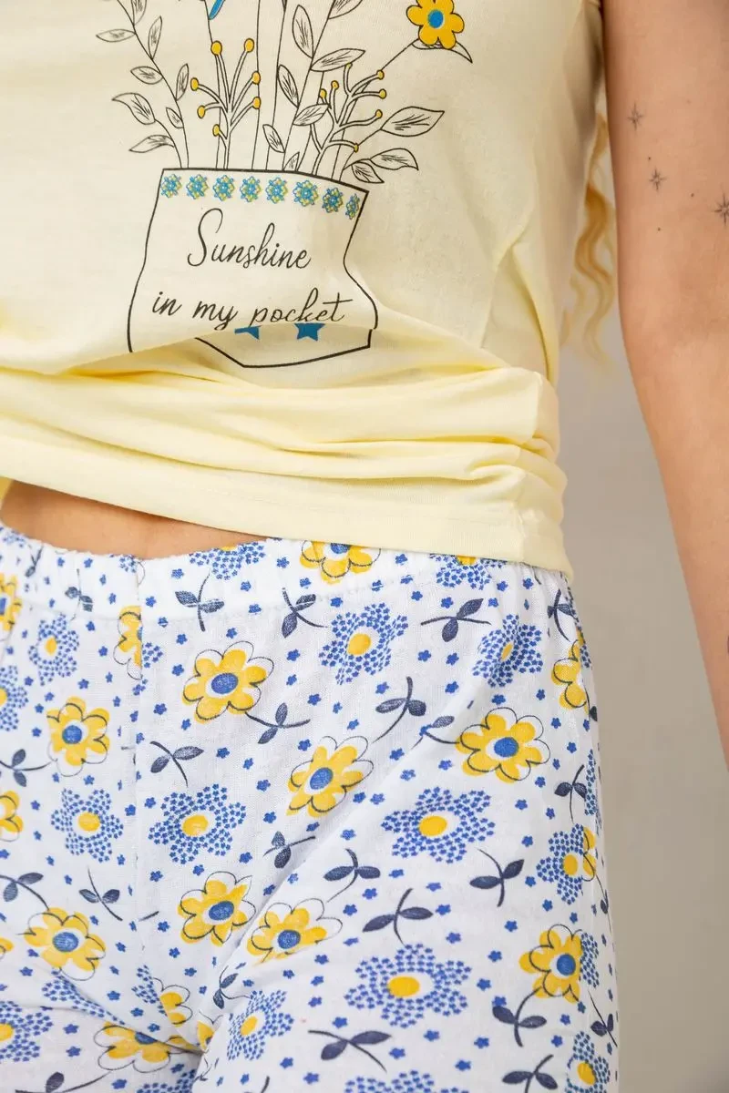 Жіноча піжама з принтом, колір жовтий, 238R3052 5