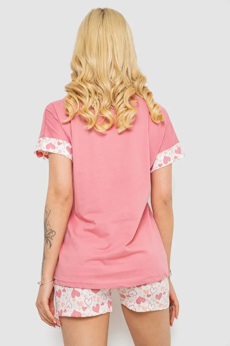 Піжама жіноча з принтом, колір пудровий, 243R3046 4