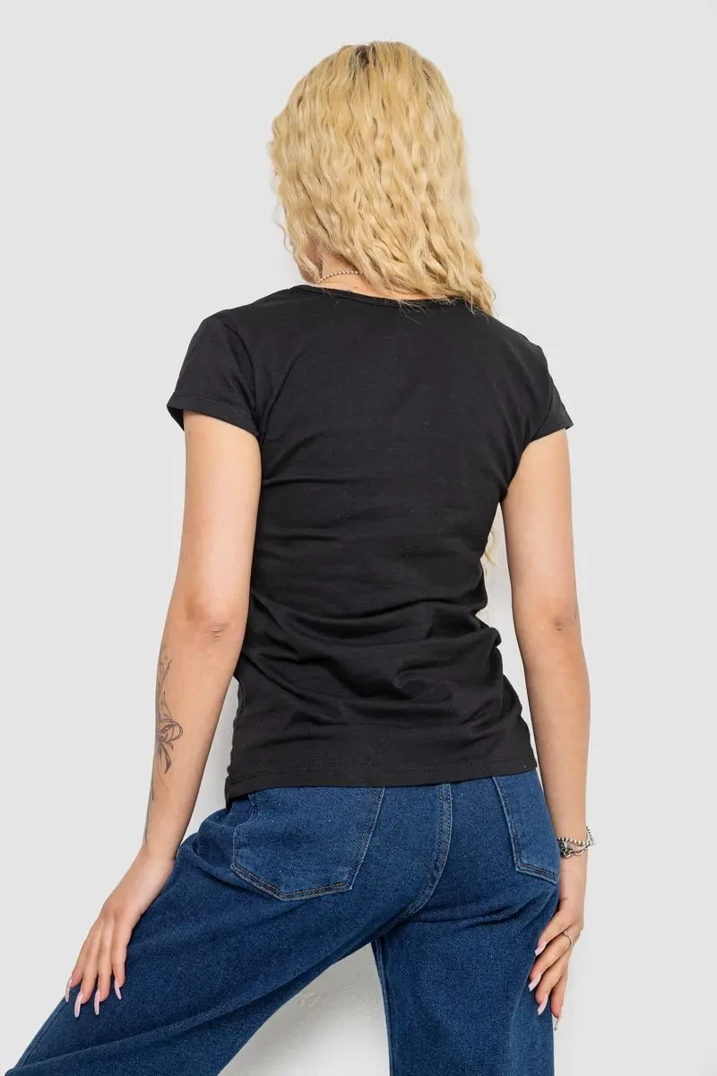 Футболка жіноча з принтом, колір чорний, 244R2215 4