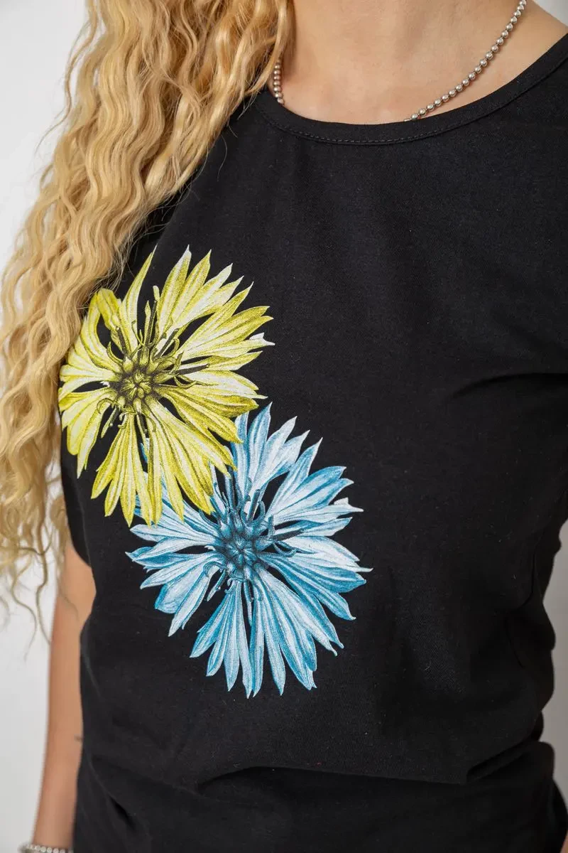 Футболка жіноча з принтом, колір чорний, 244R2215 5