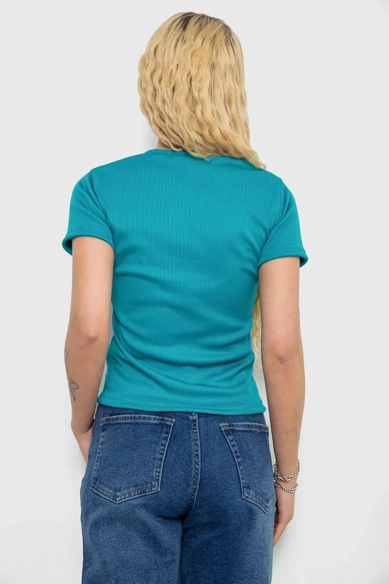 Футболка жіноча в рубчик, колір смарагдовий, 238R123-2 4