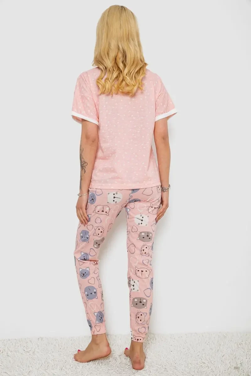 Піжама жіноча з принтом, колір персиковий, 243R15240 4