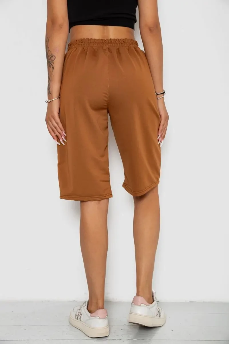 Шорти жіночі однотонні, колір коричневий, 238R119 4