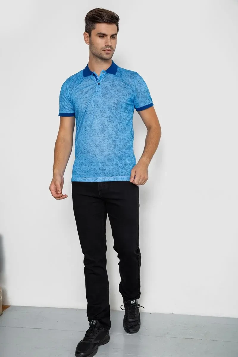 Поло чоловіче з принтом, колір синій, 247R316 2