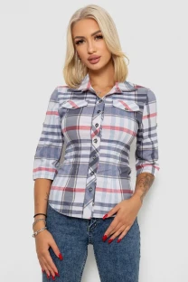 Сорочка жіноча в клітку, колір молочно-сірий, 230R063