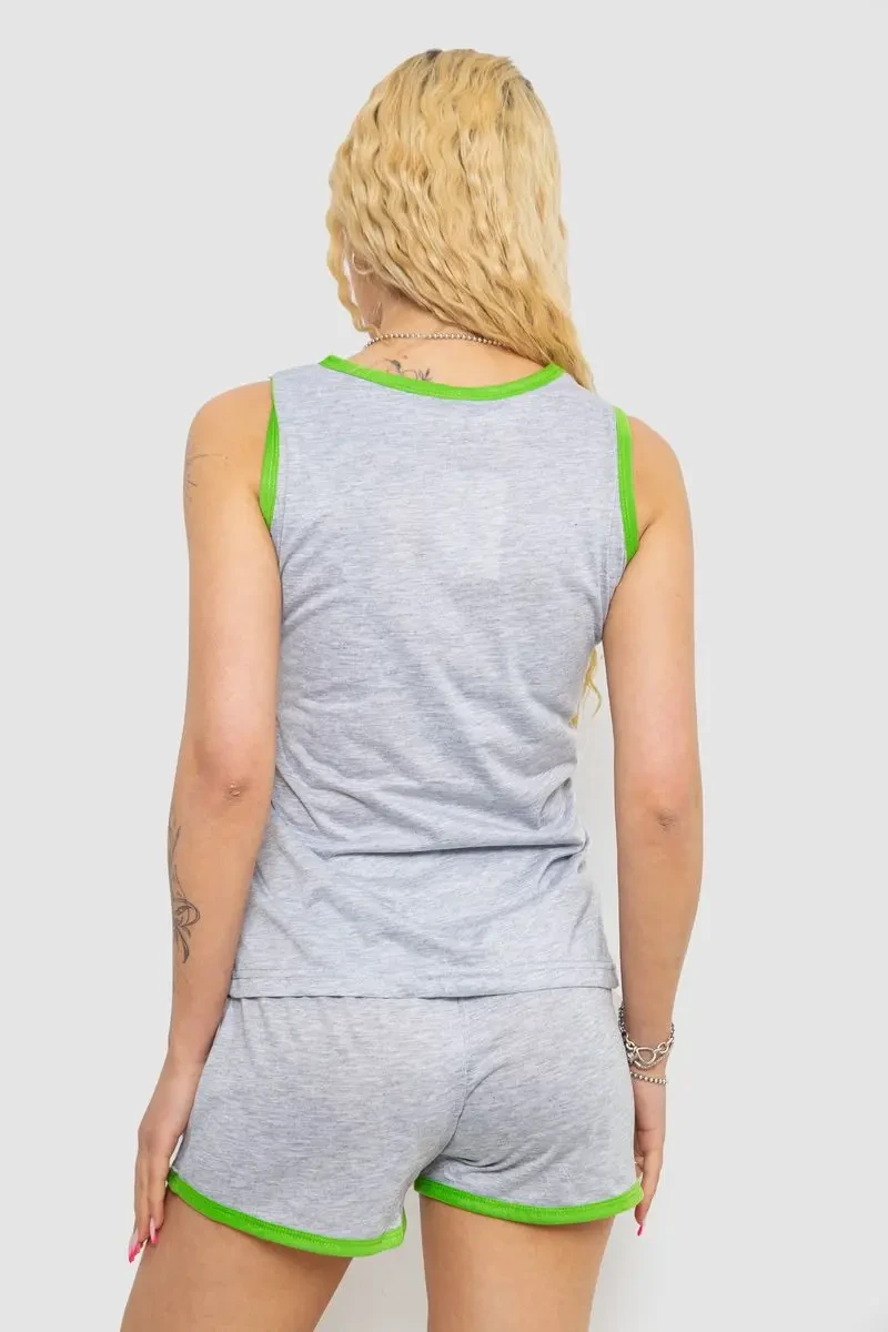 Жіноча піжама з принтом, колір сіро-салатовий, 238RB40 4