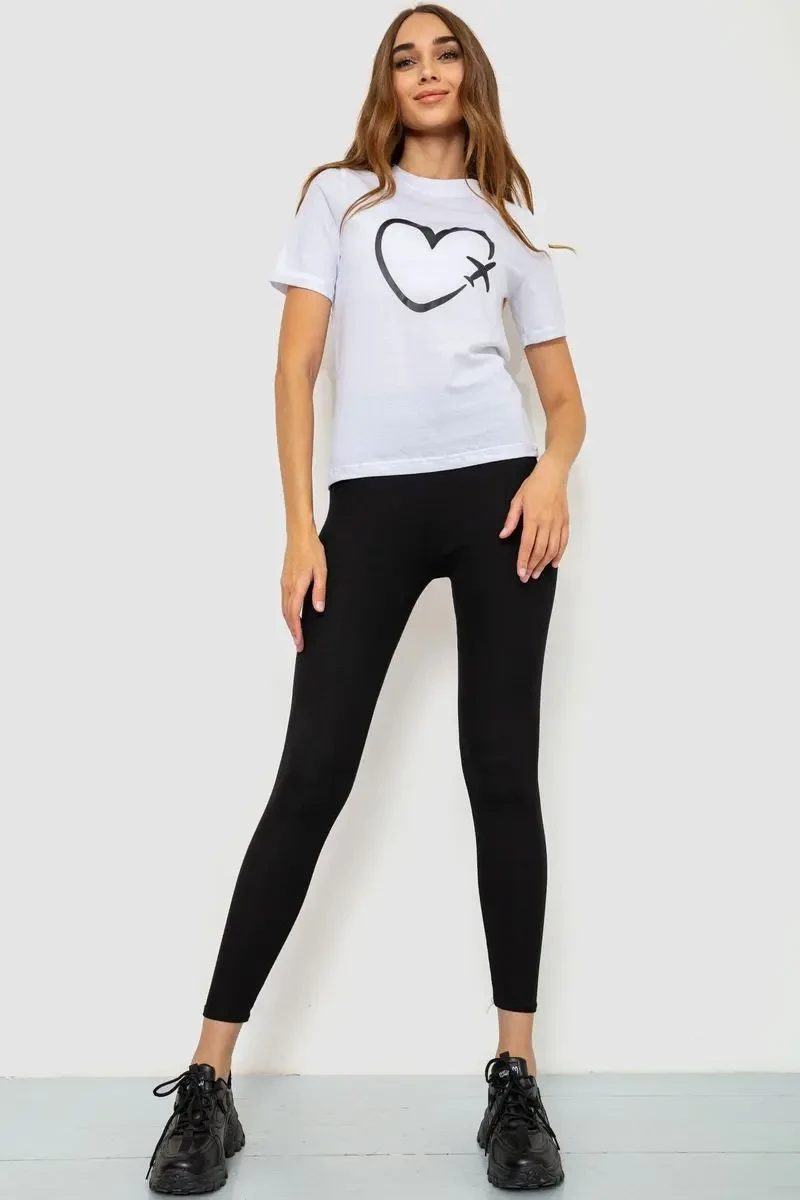 Жіноча футболка з принтом, колір білий, 241R121 2