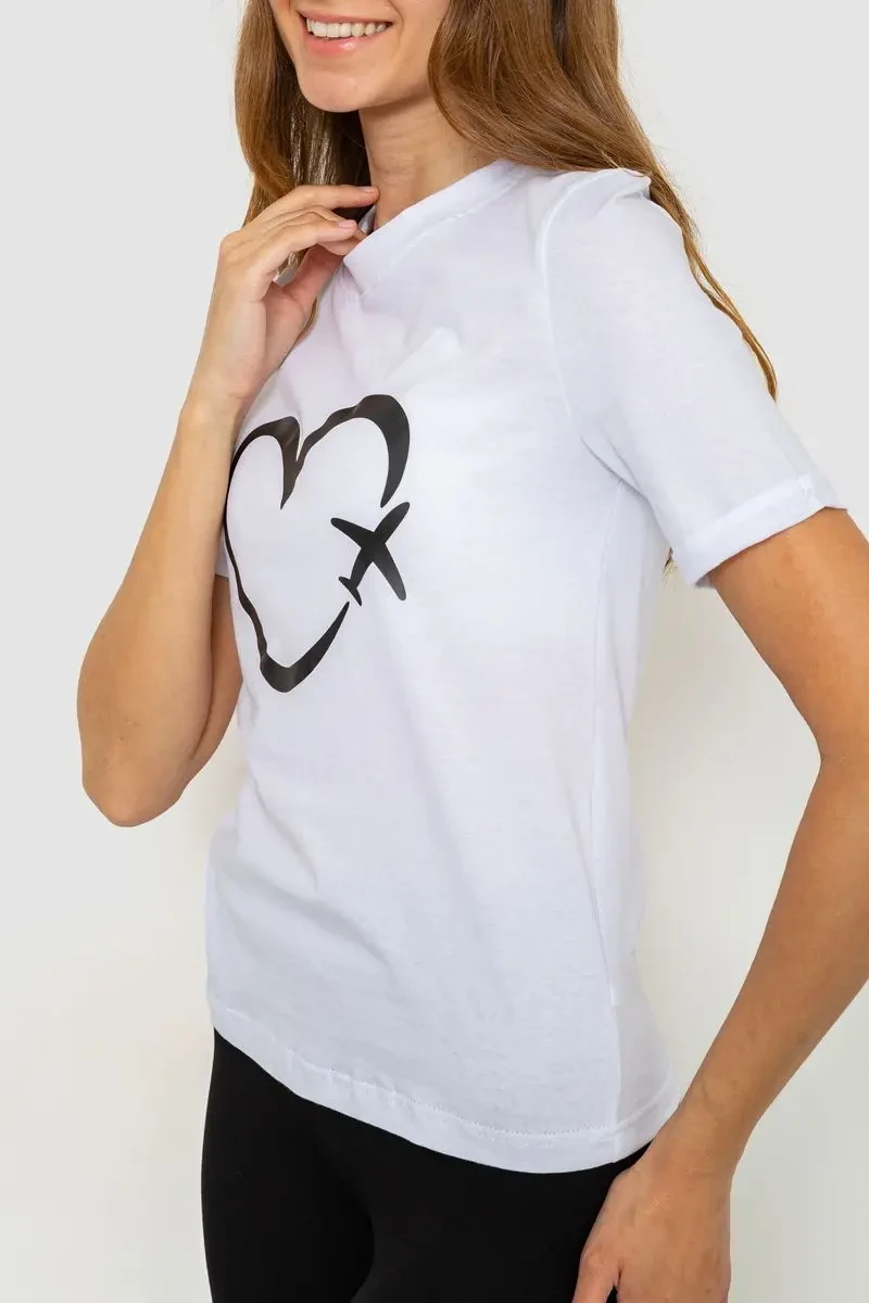 Жіноча футболка з принтом, колір білий, 241R121 3