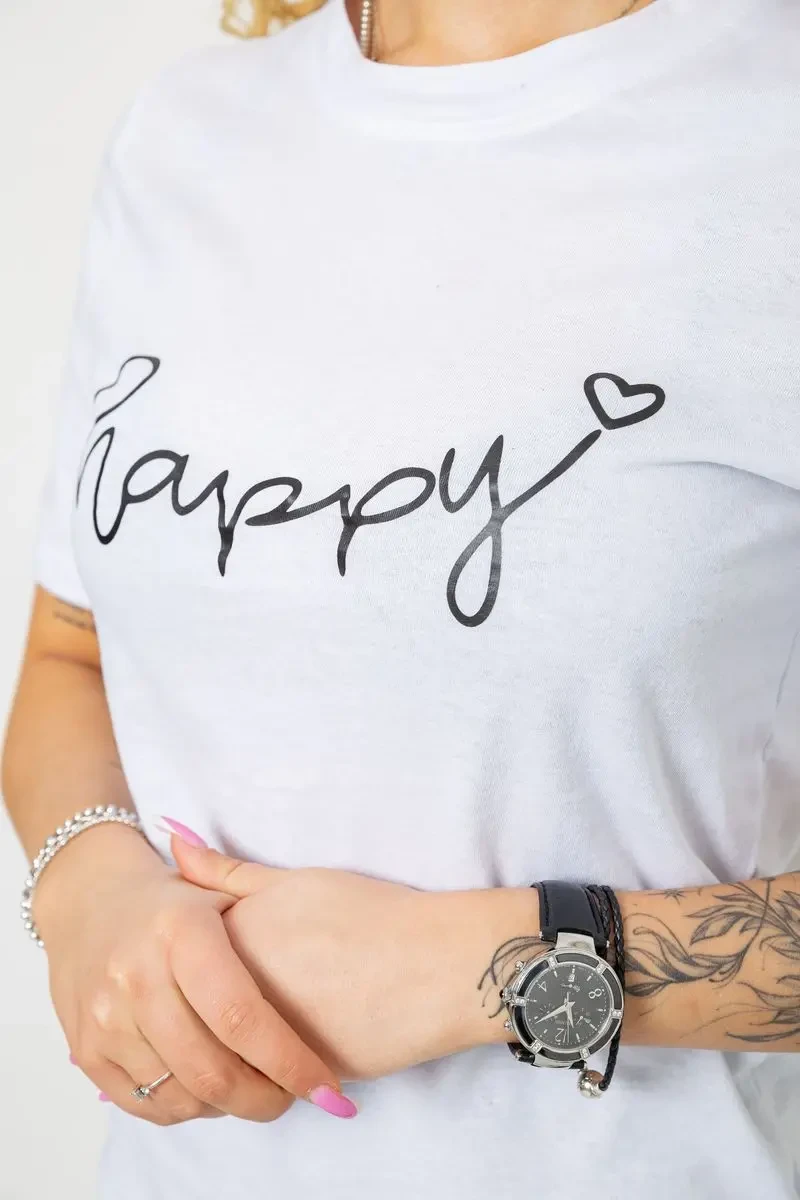 Жіноча футболка з принтом, колір білий, 241R126 5