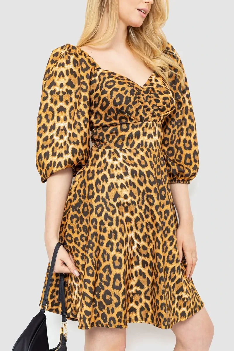 Сукня з леопардовим принтом, колір коричнево-чорний, 172R989 3