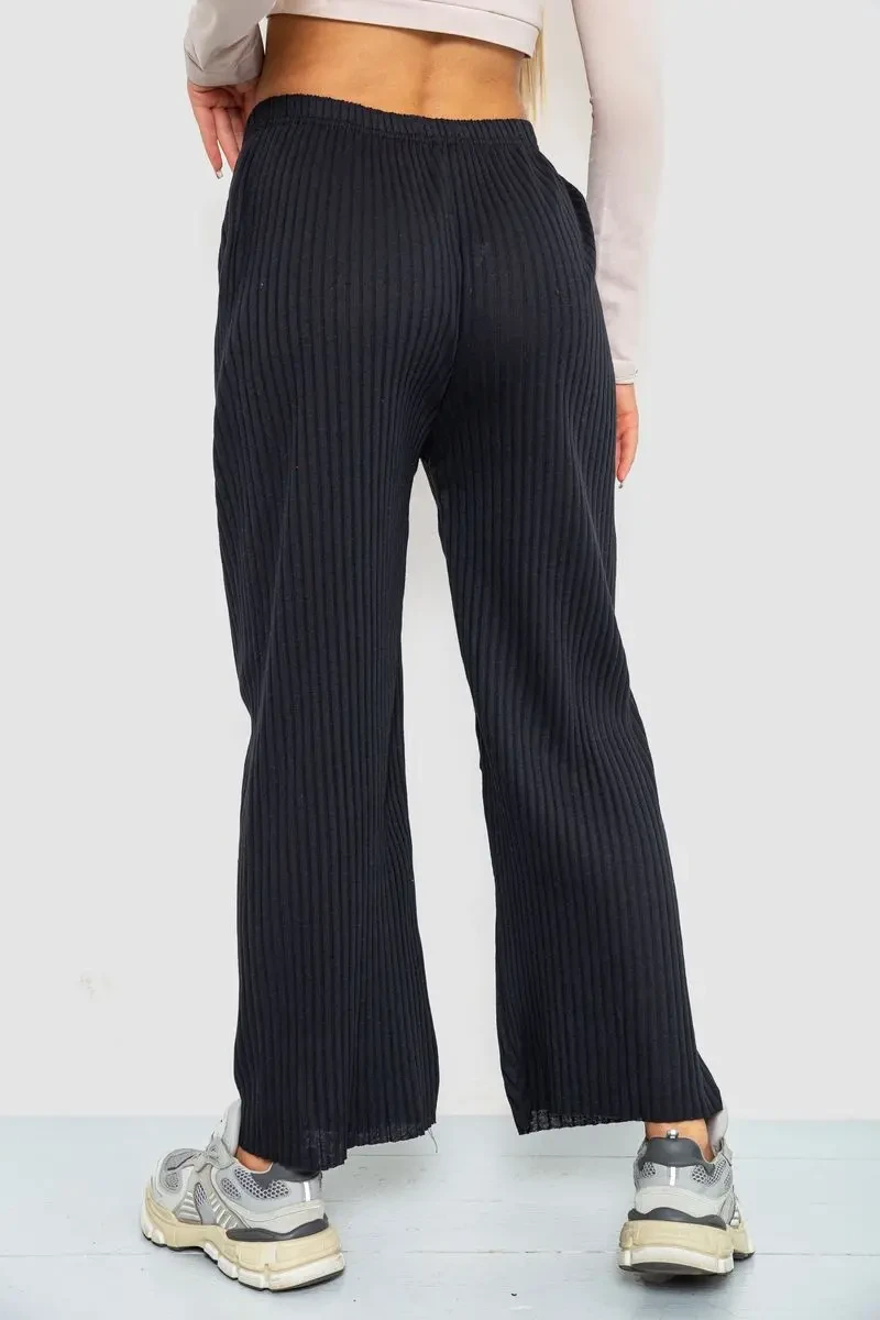 Штани жіночі в рубчик, колір чорний, 238R57853 4
