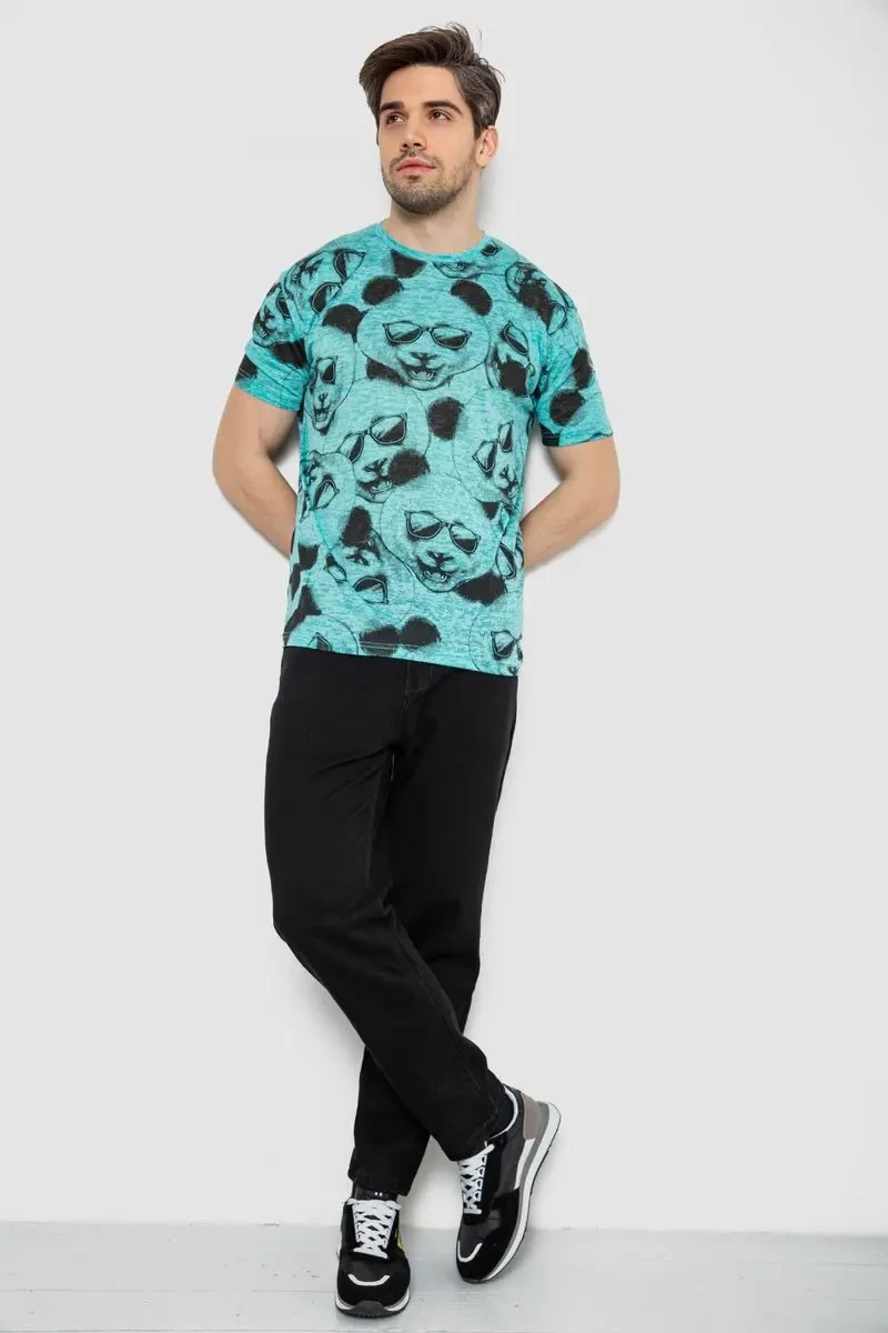 Футболка чоловіча з принтом, колір м'ятний, 244R6029 2