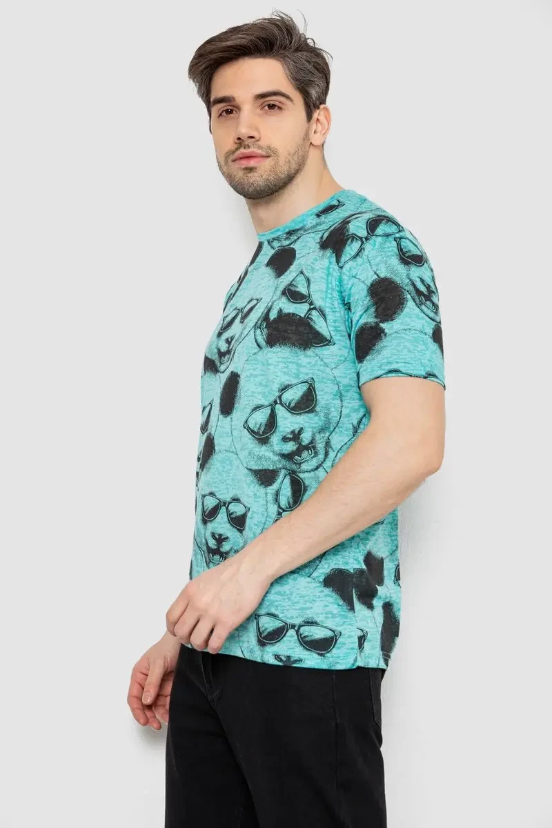 Футболка чоловіча з принтом, колір м'ятний, 244R6029 3