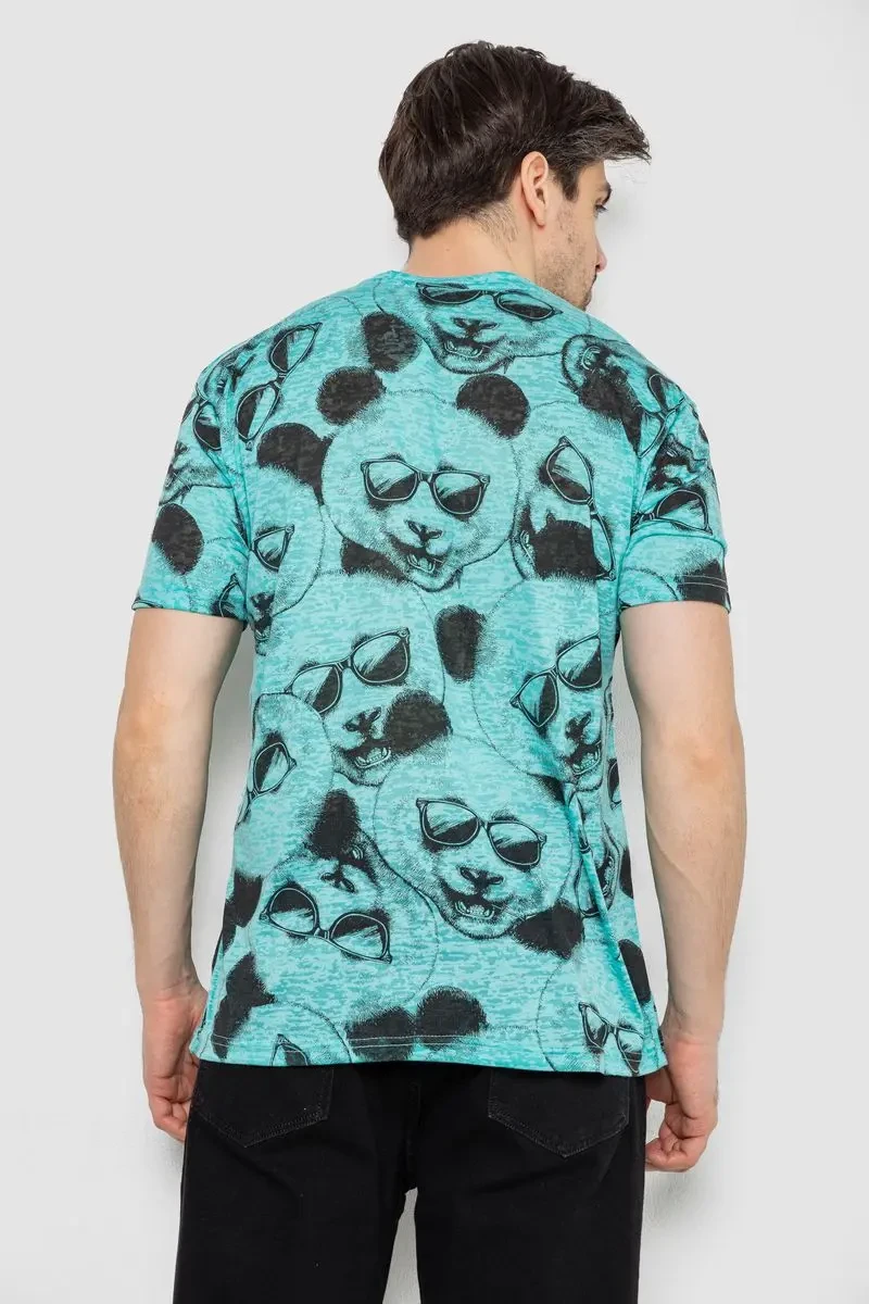 Футболка чоловіча з принтом, колір м'ятний, 244R6029 4
