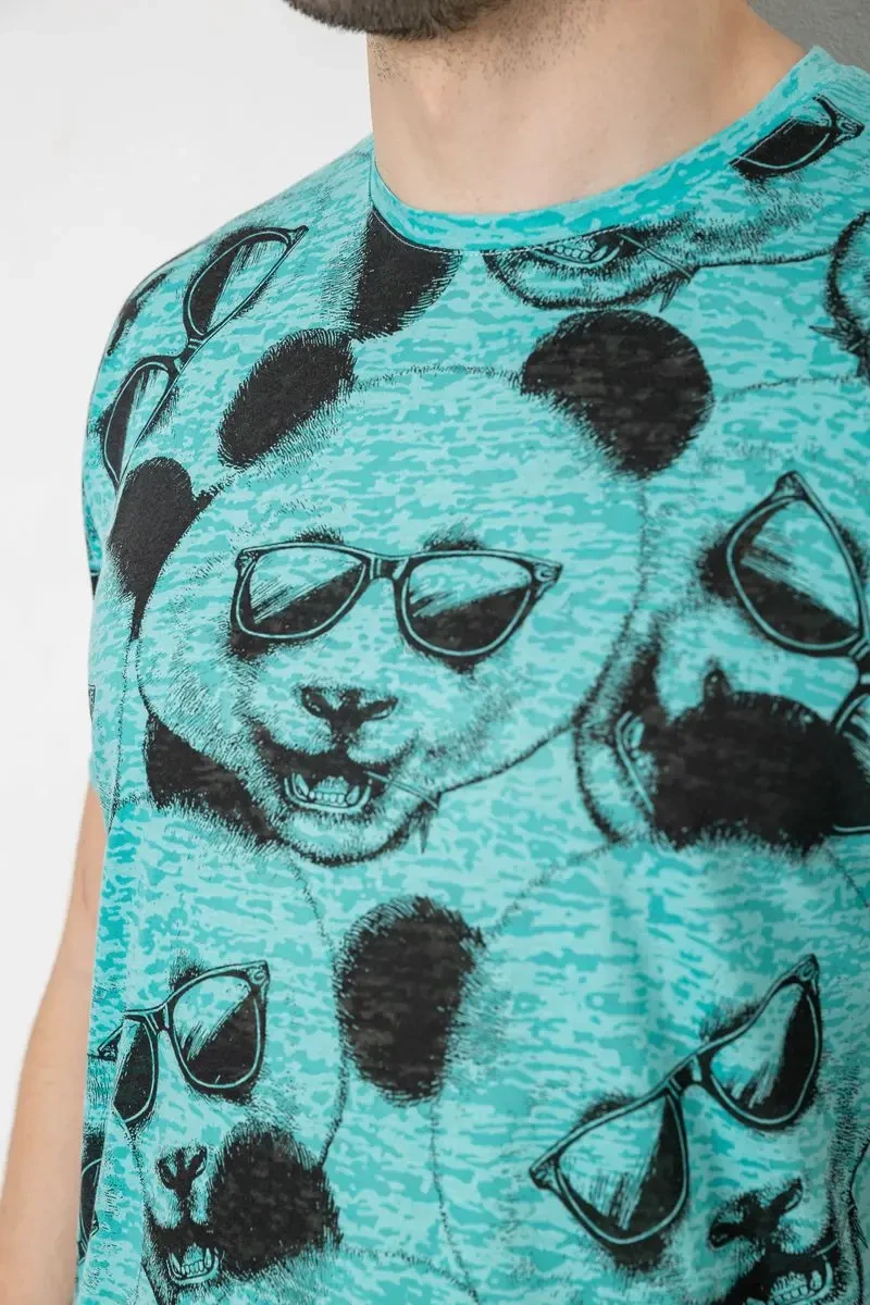 Футболка чоловіча з принтом, колір м'ятний, 244R6029 5