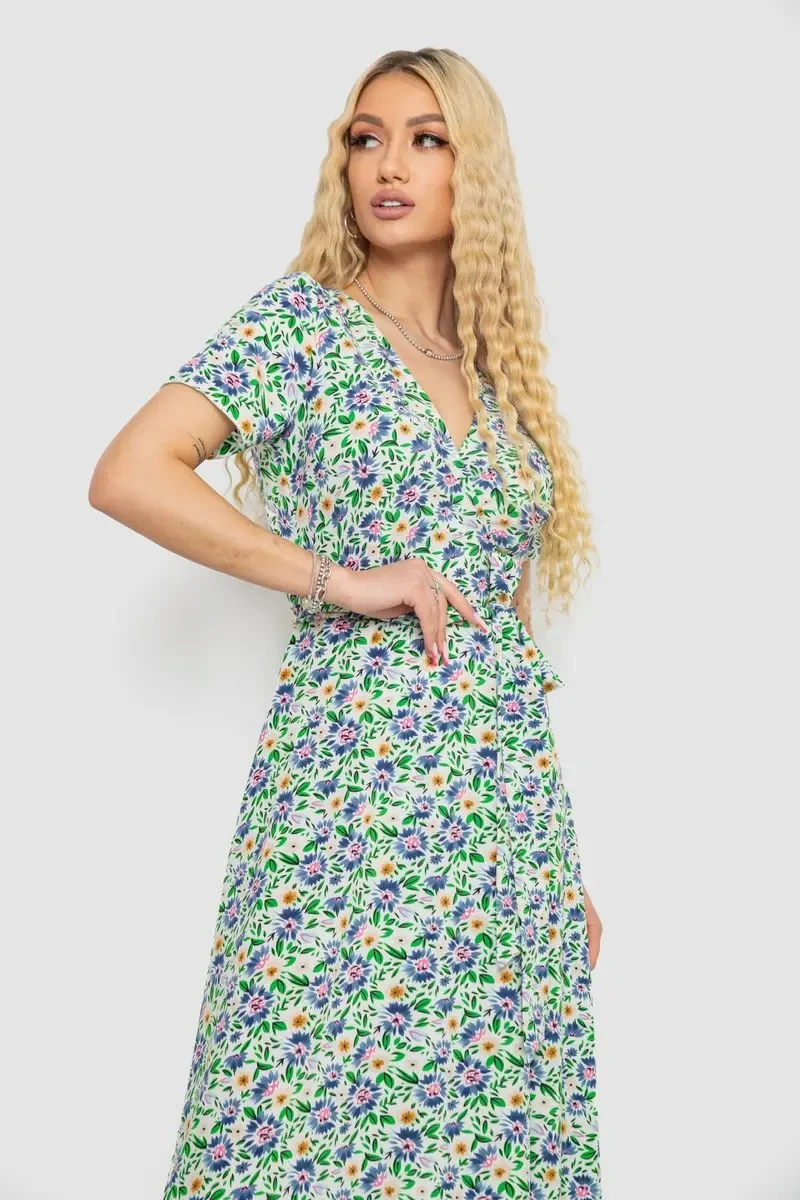 Сарафан з квітковим принтом, колір молочно-синій, 241R179 2