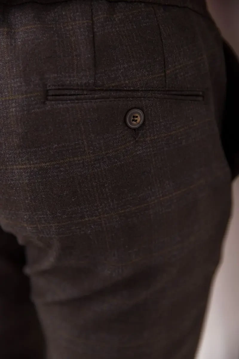 Штани чоловічі в клітку, колір коричневий, 194R2210 4