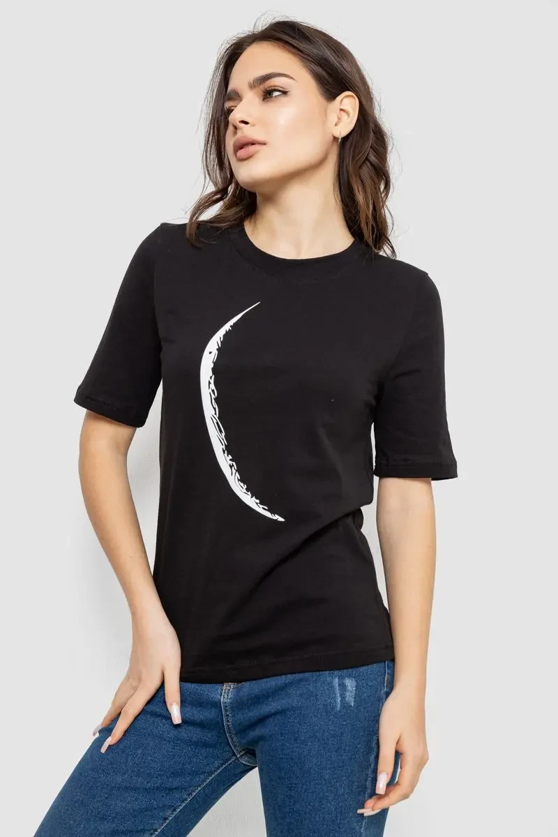Футболка жіноча з принтом, колір чорний, 241R1830 3